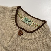 Crocodile クロコダイル ウール 100% ヘンリーネック ニット セーター サイズ M /ベージュ系 紳士 カジュアル