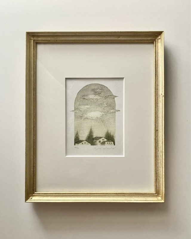 岩切裕子 IWAKIRI Yuko「dans la ciel」woodcut print with frame