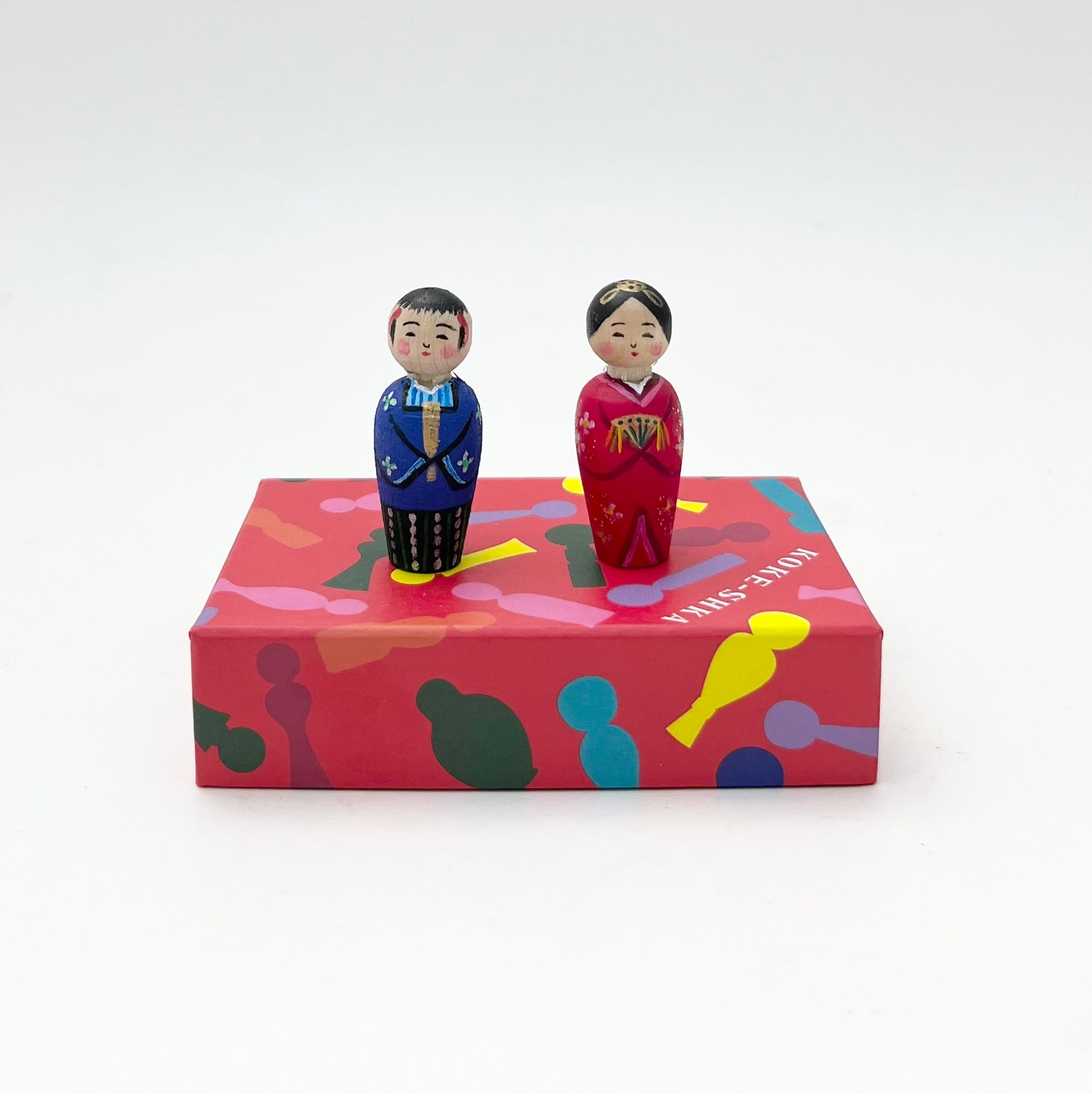 ミニ雛こけしペア(春色のケース入り)描彩/笹原綾工人