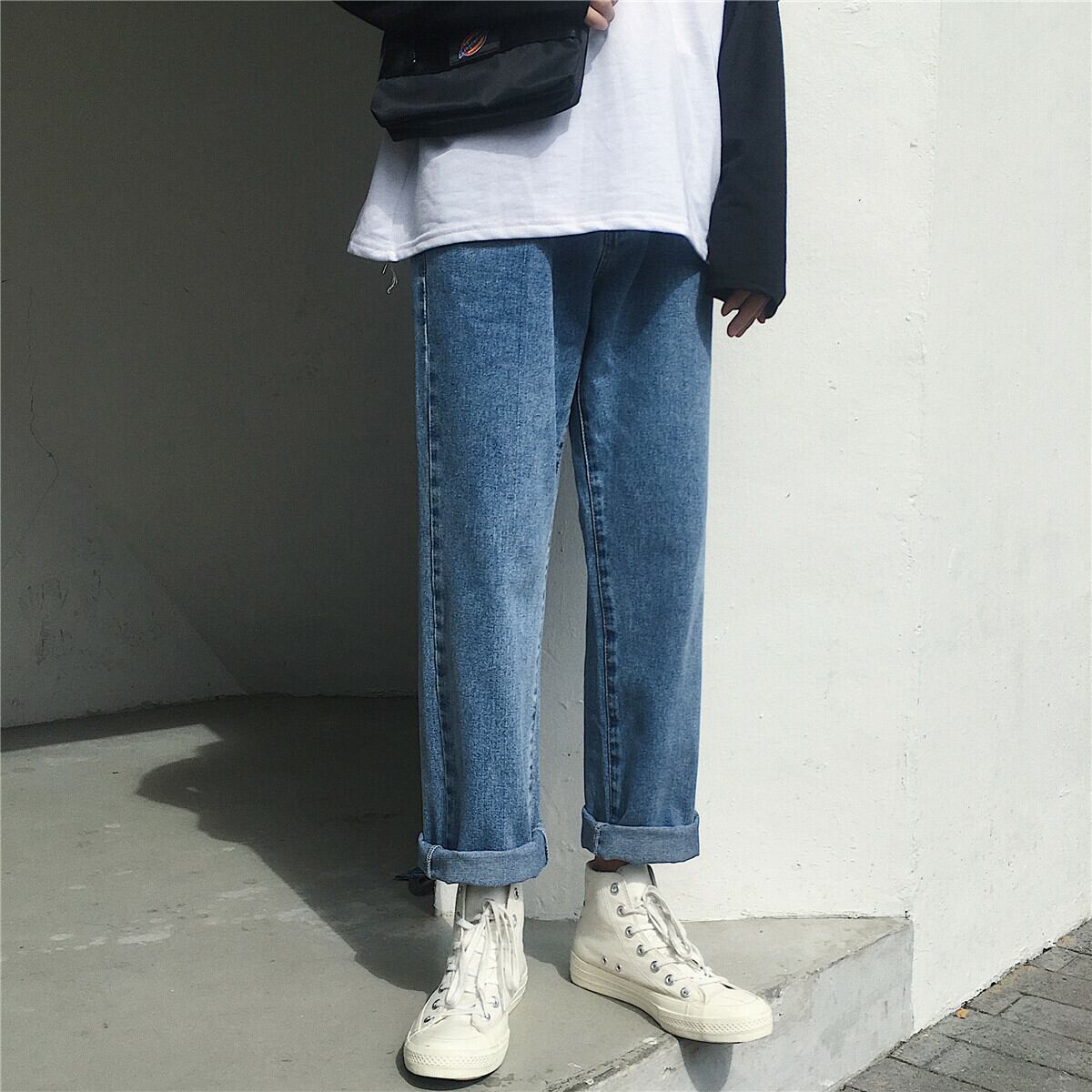 全1色 デニム パンツ ストレート カジュアル シンプル 無地