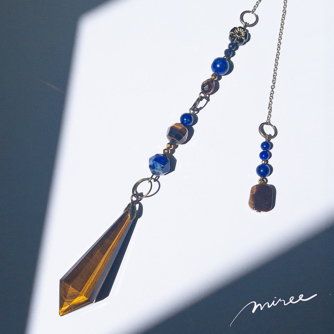 ブレない心を育てるペンデュラム【タイガーアイ×ラピスラズリ】tiger eye pendulum_85