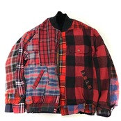 【bomber011】再構築リバーシブルボンバー Flannel shirts×Corduroy jacket MIX BOMBER JACKET