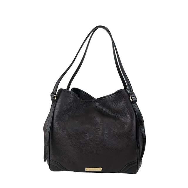 BURBERRY バーバリー ショルダーバッグ ダークブラウン ロゴ レザー ホーボーバッグ vintage ヴィンテージ オールド czmhjj