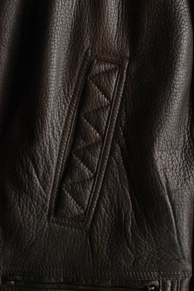 OK／80-90's "Skipper's" lambs skin leather hunting coverall