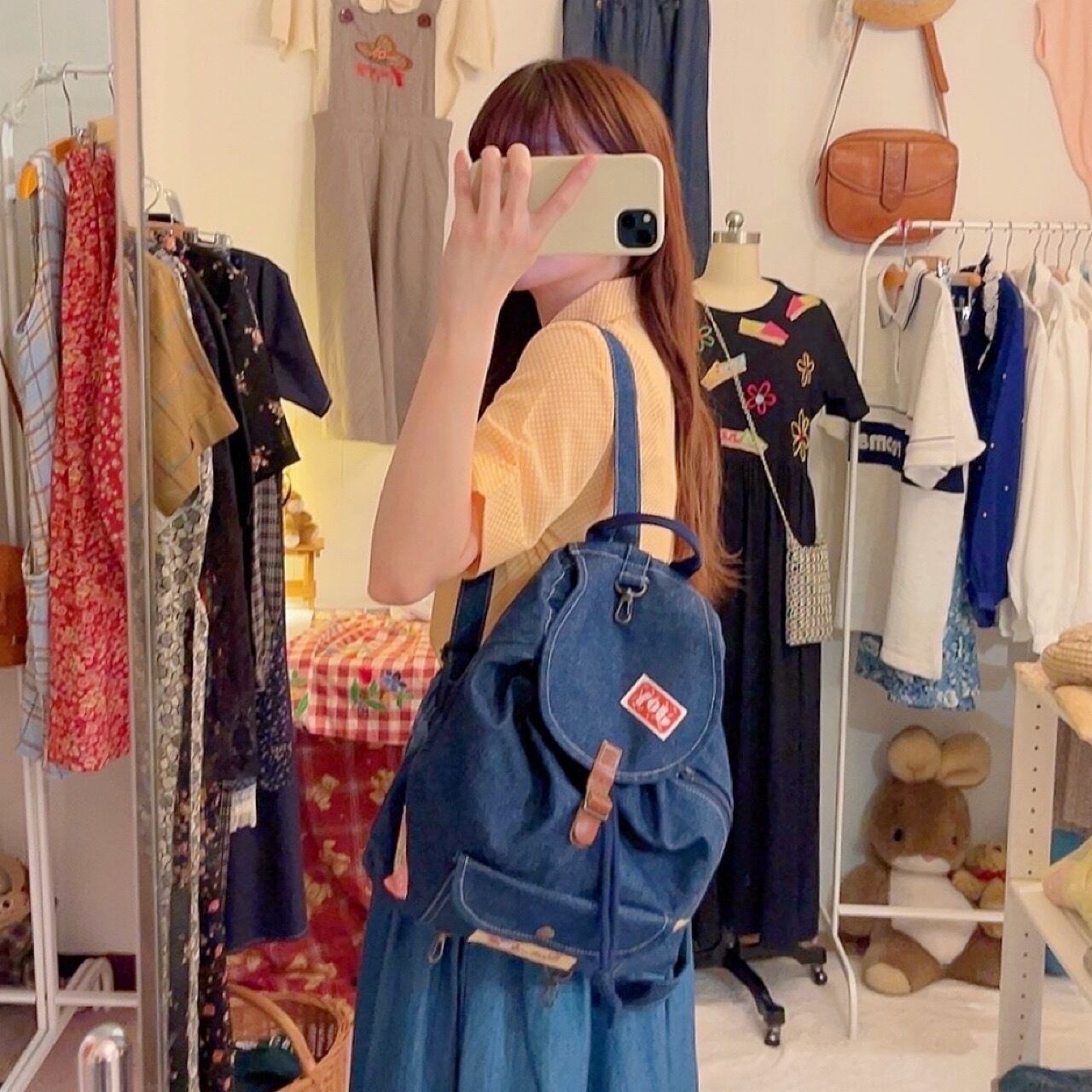 tanuki wappen denim backpack