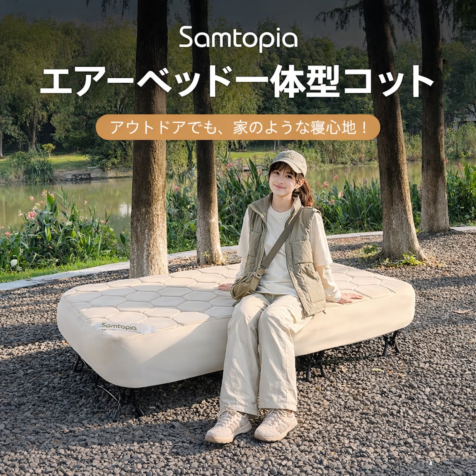 samtopia コット キャンプ エアーベッド一体型コット アウトドアベッド