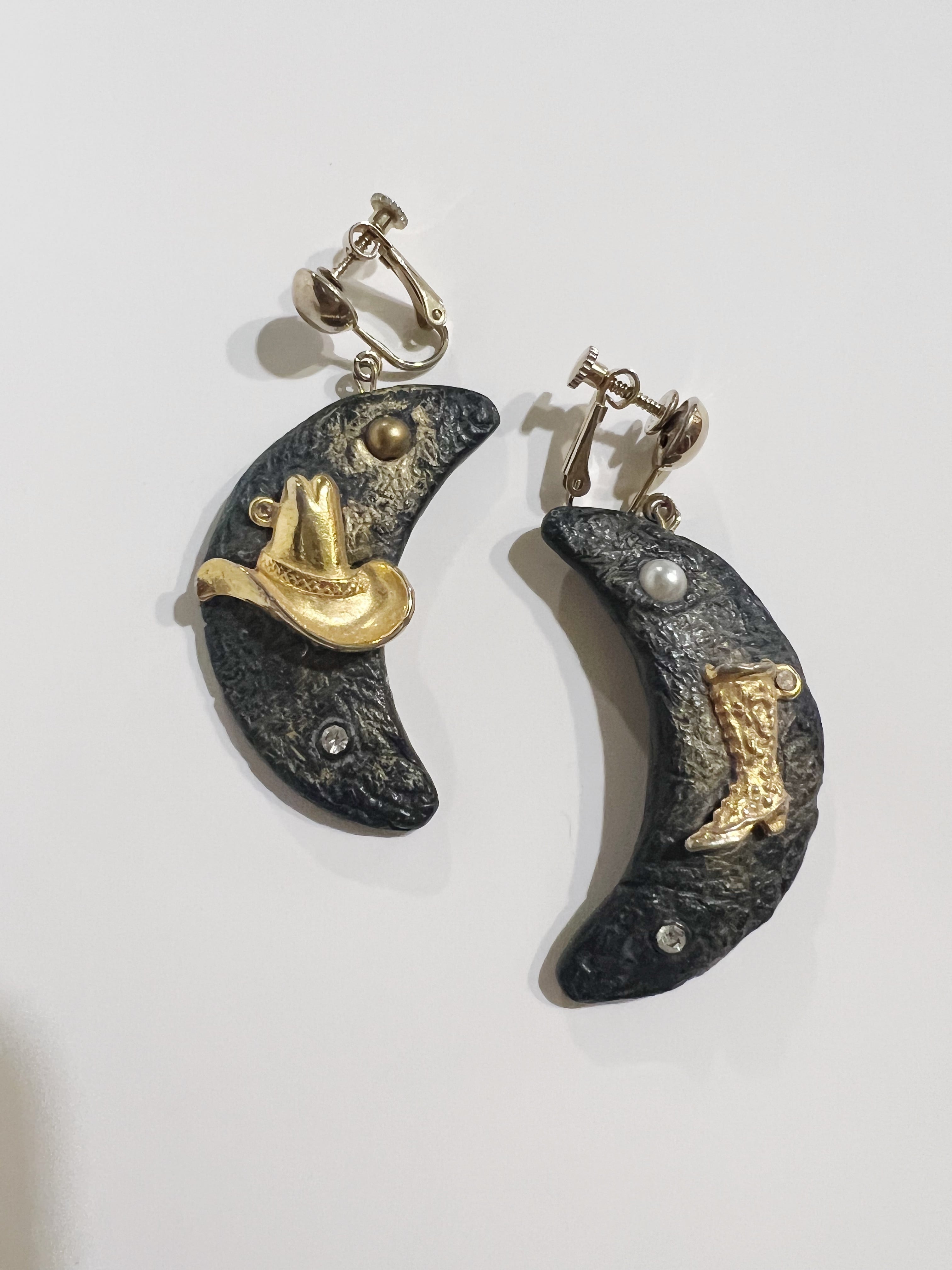 Vintage handmade Western boots × Western hat earrings ( ヴィンテージ ハンドメイド ウエスタンブーツ × ウエスタン ハット イヤリング