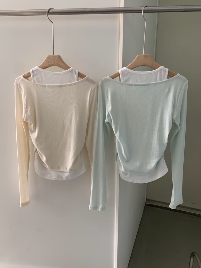 (予約) pretty young thing / Amy layered tee 2color　