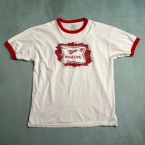 miller　アメリカビール　リンガーTシャツ　お酒Tシャツ　赤　白