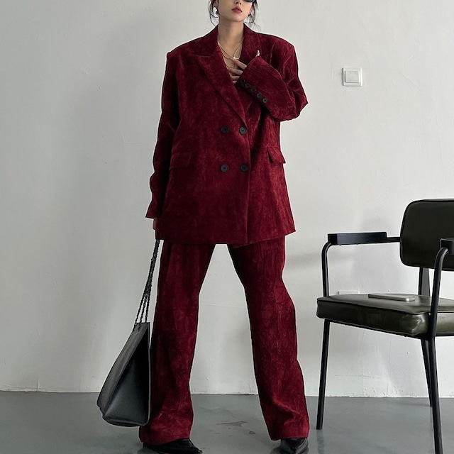 TEXTURED BLAZER AND STRAIGHT PANTS SETUP M-18431