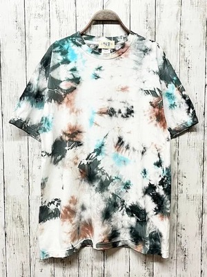 タイダイ染め Tie-dye  Tシャツ　Lサイズ　グリーン×ブラウンミックス　ムラ染め　 Hippies Dye HD21-03