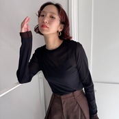 バイカラー切替メッシュtops/ブラック