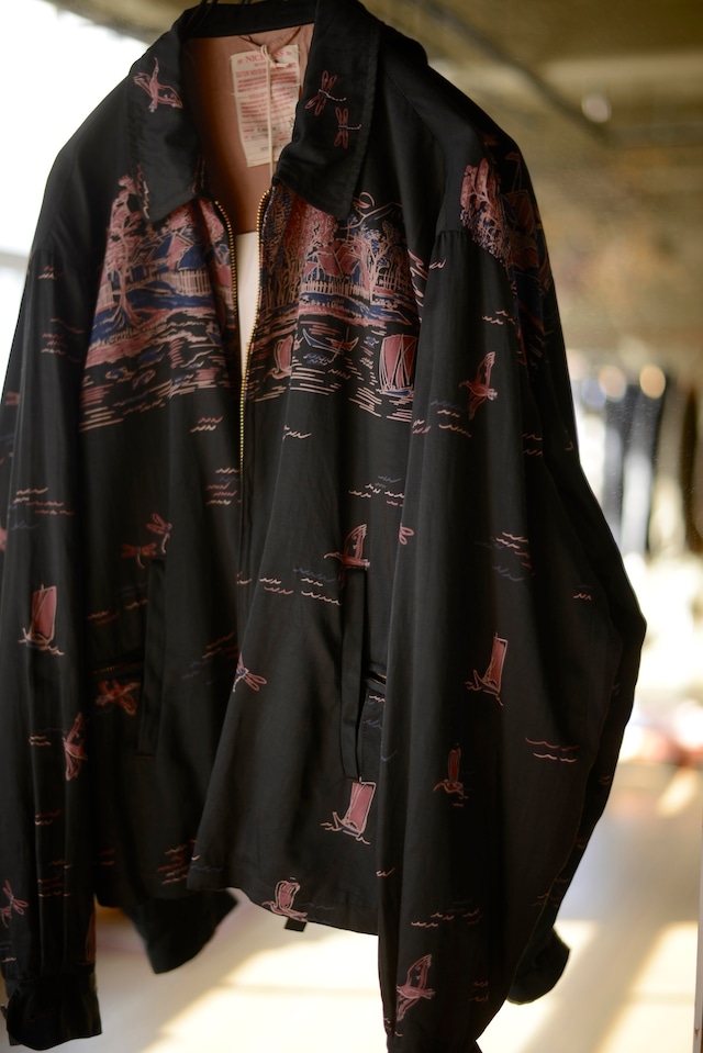 NICENESS /B.MAXIM PORT PRINT GABARDINE JACKET FADE BLACK