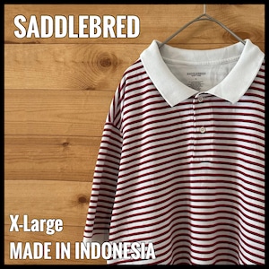 【SADDLEBRED】ポロシャツ ボーダー柄 XL ビッグサイズ オーバーサイズ US古着 アメリカ古着