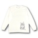 鬼辰カケル 長袖Tシャツ アイボリー 墨絵ニャンコ