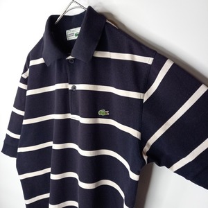 70s　80s　フレンチラコステ　半袖　ポロシャツ　刺繍　ボーダー　ユーロ古着