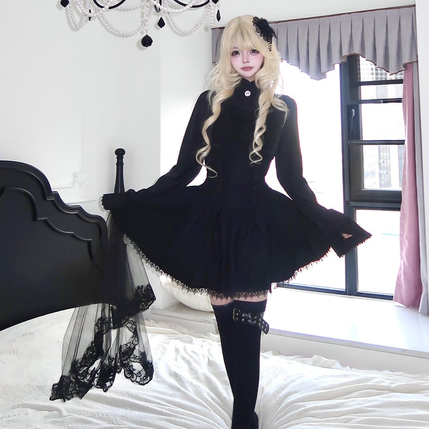 参戦服 ジャガード柄が耽美なコルセット風編み上げスカート |天使と悪魔