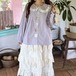 襟レース刺繍ピンタックブラウス ・12444