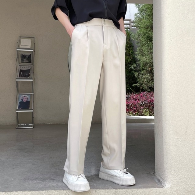 センタープレス ドレープストレートパンツ 3カラー D10825