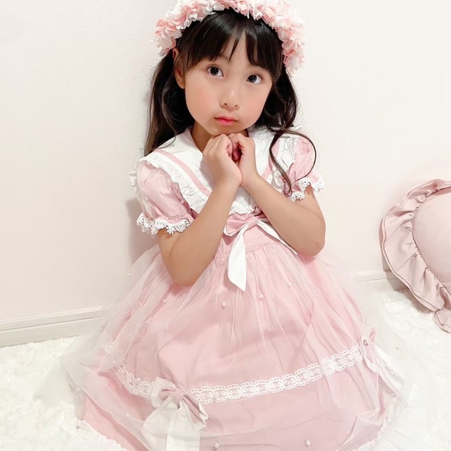 【Pico即納♡】size100/120 乙女セーラー♡ふんわりワンピース