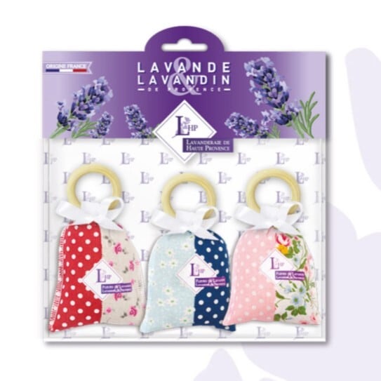 ラベンダープロヴァンス柄サシェ 3個セットリング付き