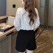 Vネックセンターレースフラワーブラウス ・78803