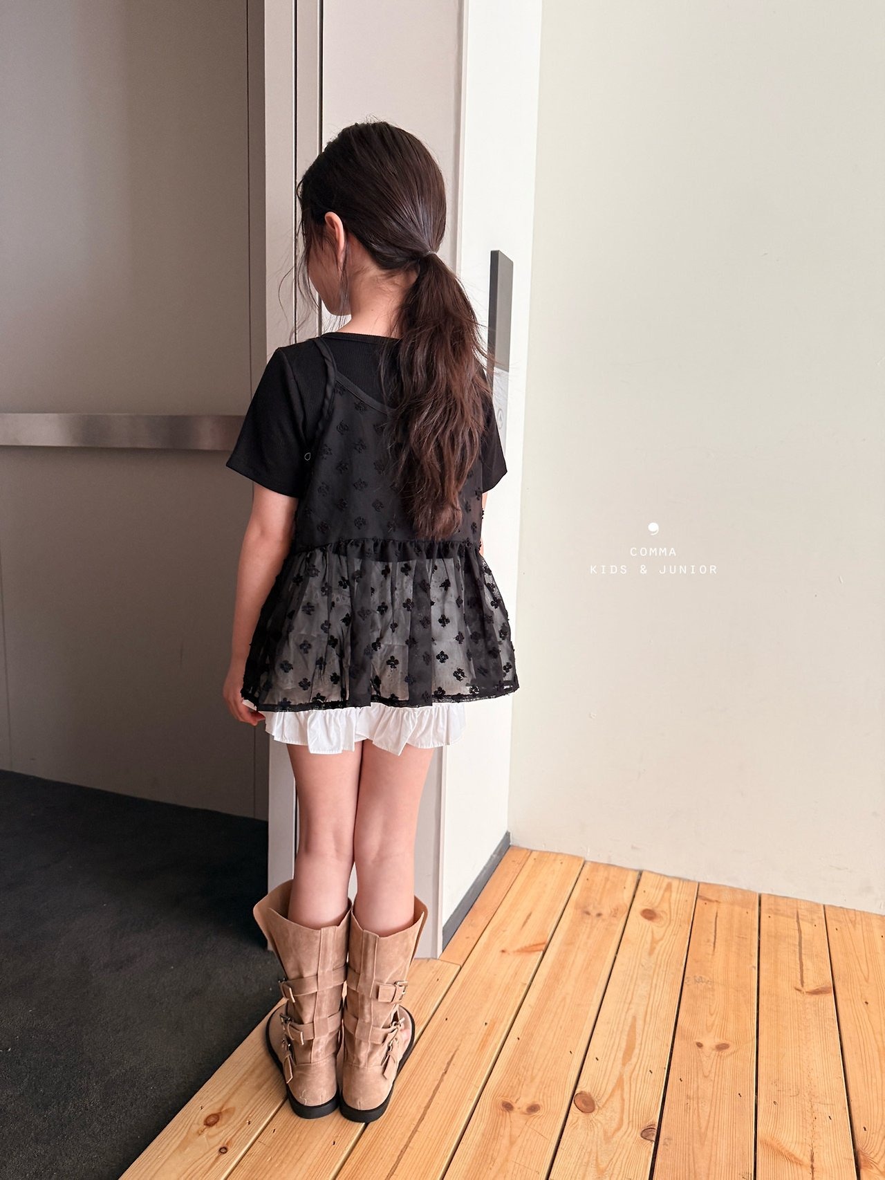 [COMMA] Square frill top (140/150) / [콤마] 스퀘어프릴탑 (140/150)