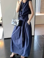 【SALE】Waist-Ribbon Balloon One-piece_3colors