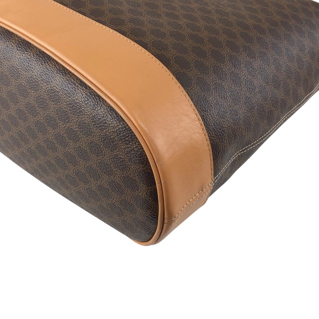 CELINE セリーヌ マカダム ショルダーバッグ ブラウン ブラゾン型押し PVCレザー vintage ヴィンテージ オールド g3s2vt