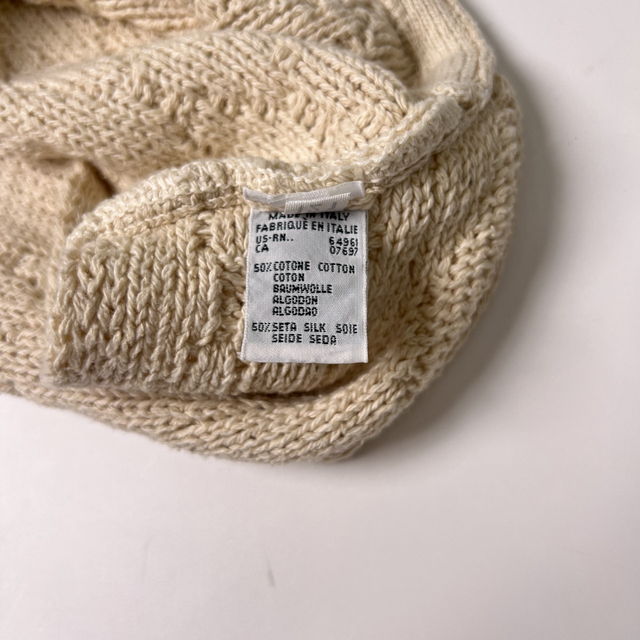 UNITED COLORS OF BENETTON ベネトン イタリア製 コットン&シルク ニットベスト M/アイボリー