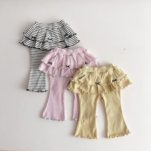 【春作】韓国風リボンボーダーorシンプルパンツ