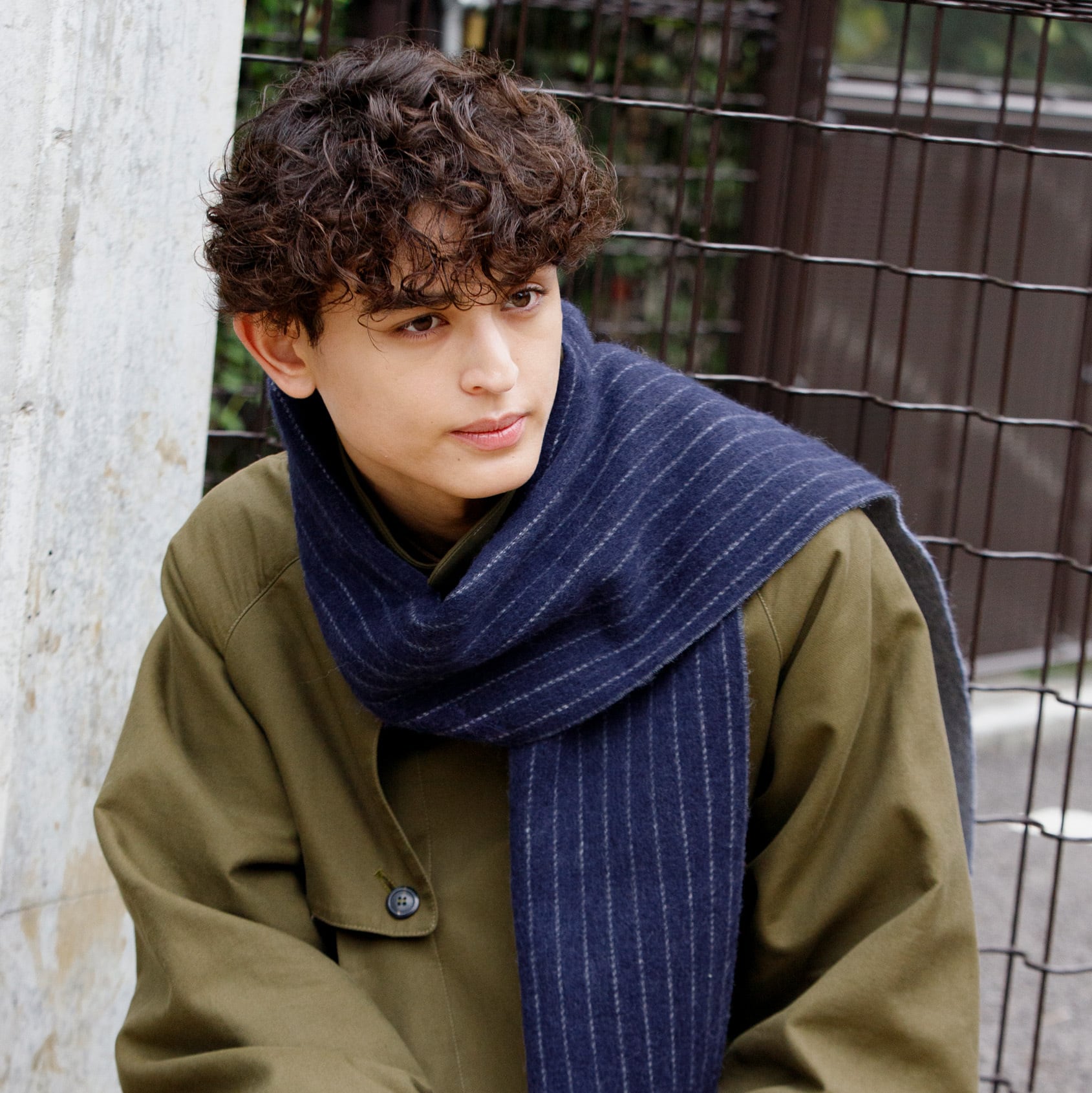 N.HOOLYWOOD マフラー　タグ付　カシミヤ　ネイビー　ミルスペック　紺 N.HOOLYWOOD COMPILE マフラー CASHMERE KNIT STOLE メンズ レディース
