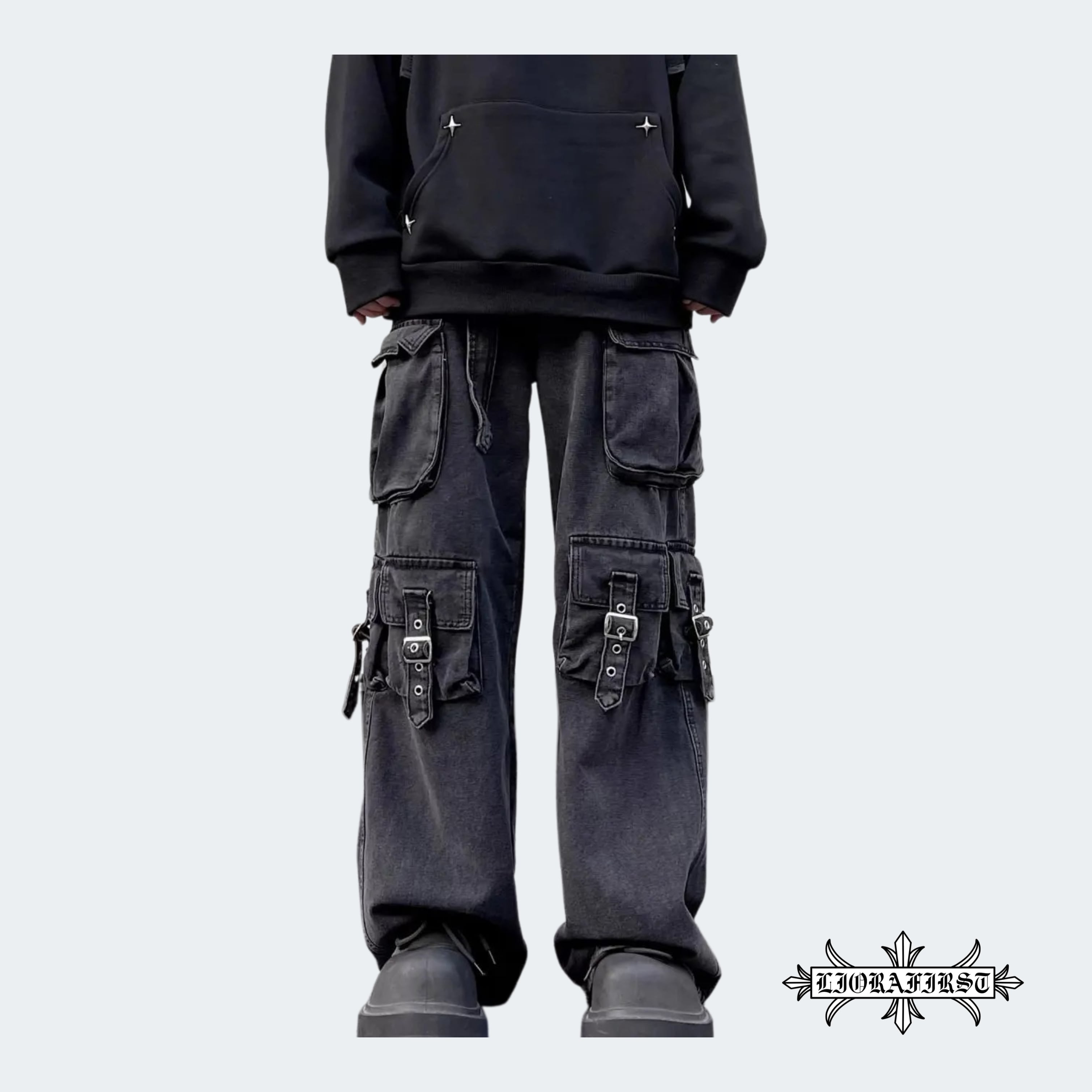 LIORA】street industrial jeans BLACK&BLUE | LIORAFIRST