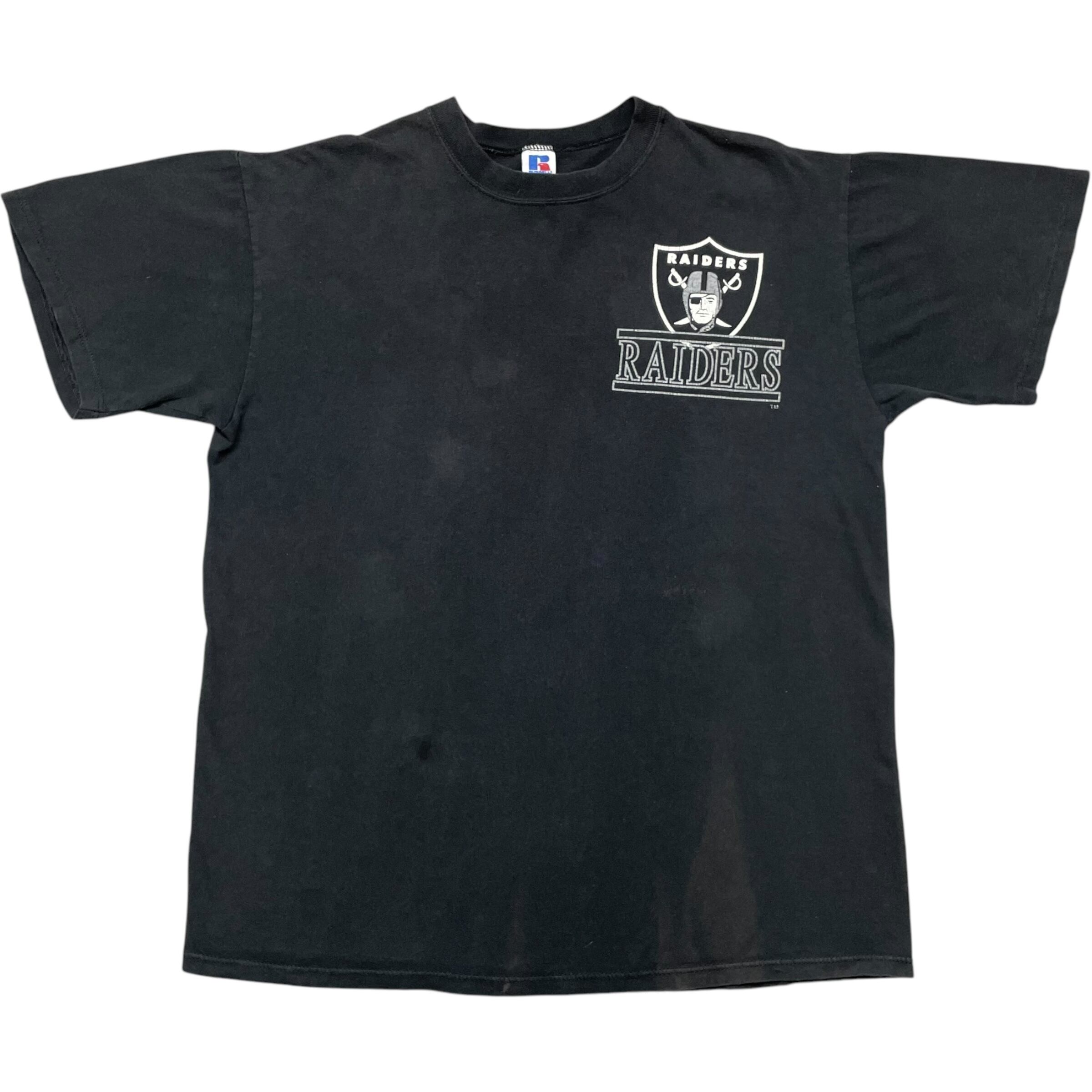 《L》 russell athletic ラッセルアスレチック Tシャツ NFL レイダース プリント ブラック USA製 80年代 vintage no.6717