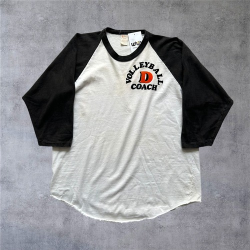 1960s〜1970s Southern Athletic Flocky Print Raglan T-shirt【高円寺店】