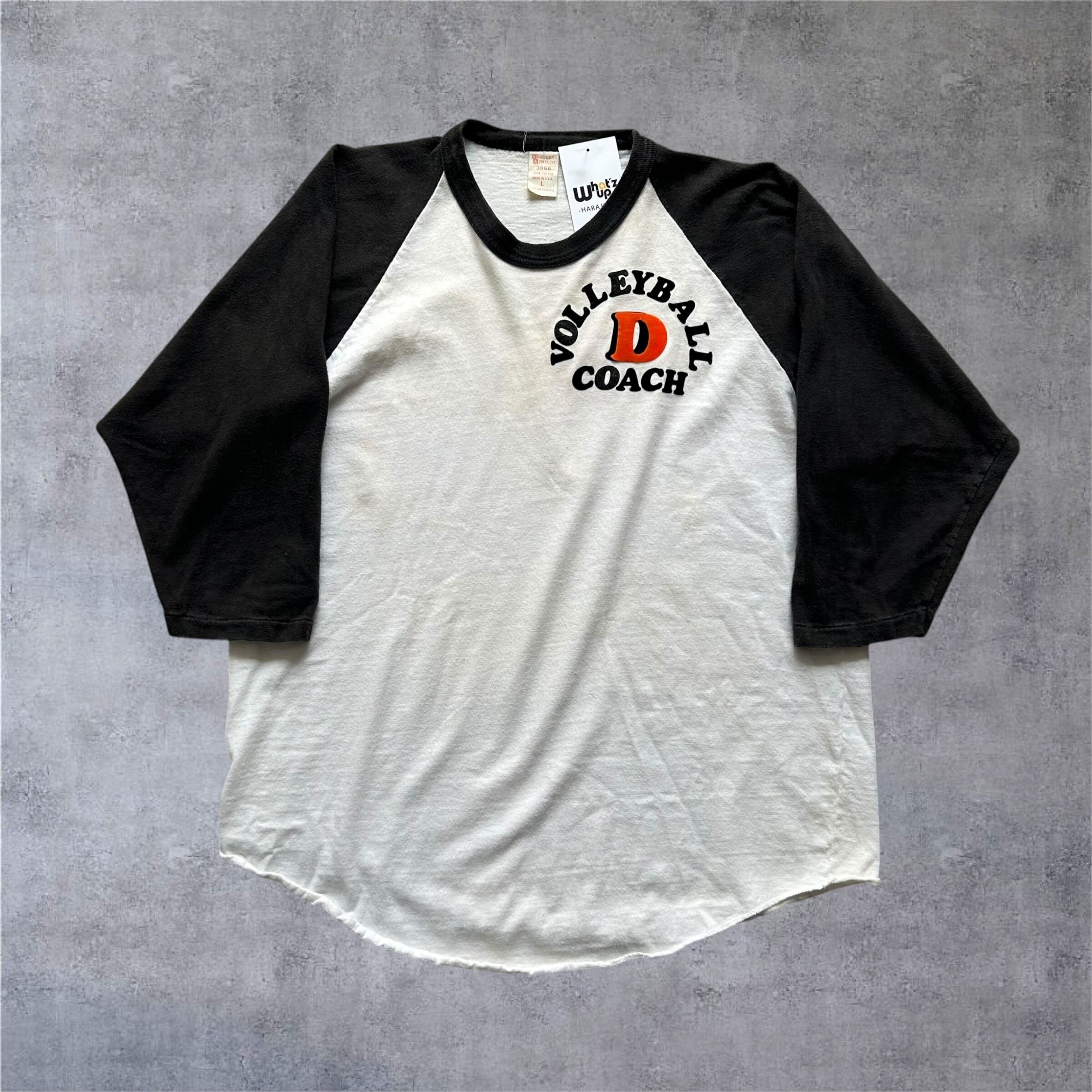 1960s〜1970s Southern Athletic Flocky Print Raglan T-shirt【高円寺店】