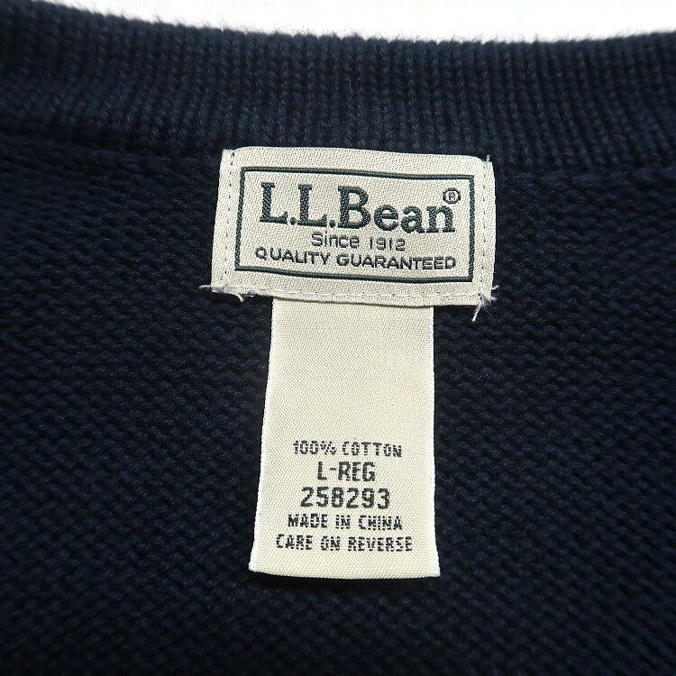 古着 エルエルビーン L.L.Bean コットンニット カーディガン セーター ネイビー 表記：L-REG　gd401908n w40306