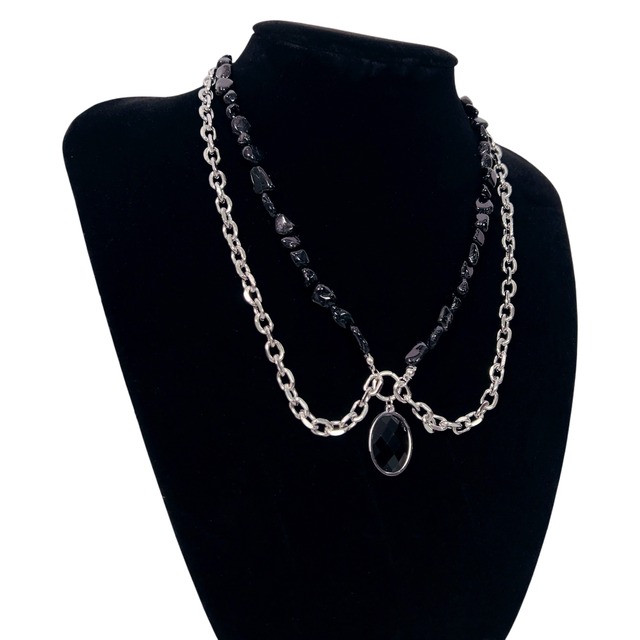 CHAIN&BLACK TOURMALINE PENDANT