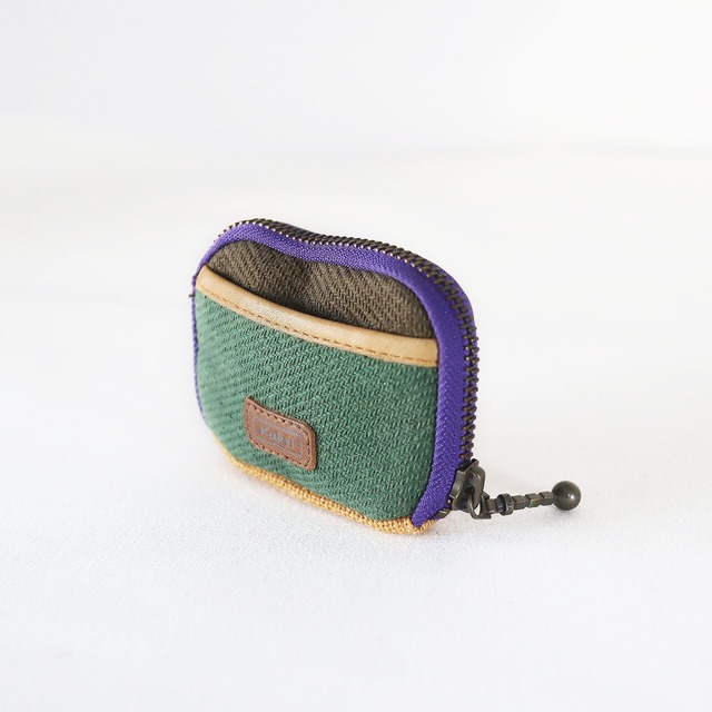 レトロ コインケース / Retro coin case/グリーンミックス×ブラウン ピッグレザー