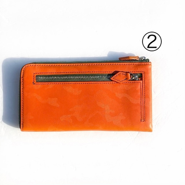 【SRK01SP】　1万円札が折らずに入る最少サイズの長財布「L字束入」　（オレンジ系）