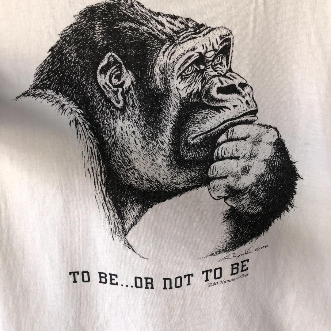 XZ410 90s Tシャツ ゴリラ イラスト アニマル アート 動物環境問題