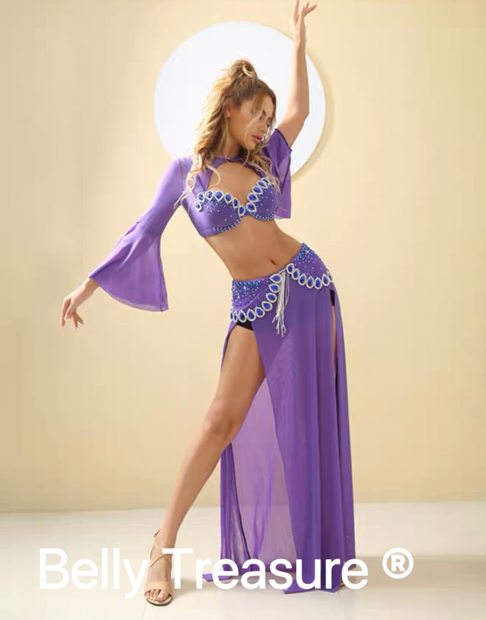 ベリーダンス用衣装 上下3点セット エジプト製】Hoyda ピンク ゴールド