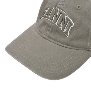 【GANNI】Washed Cotton Canvas Cap Emb