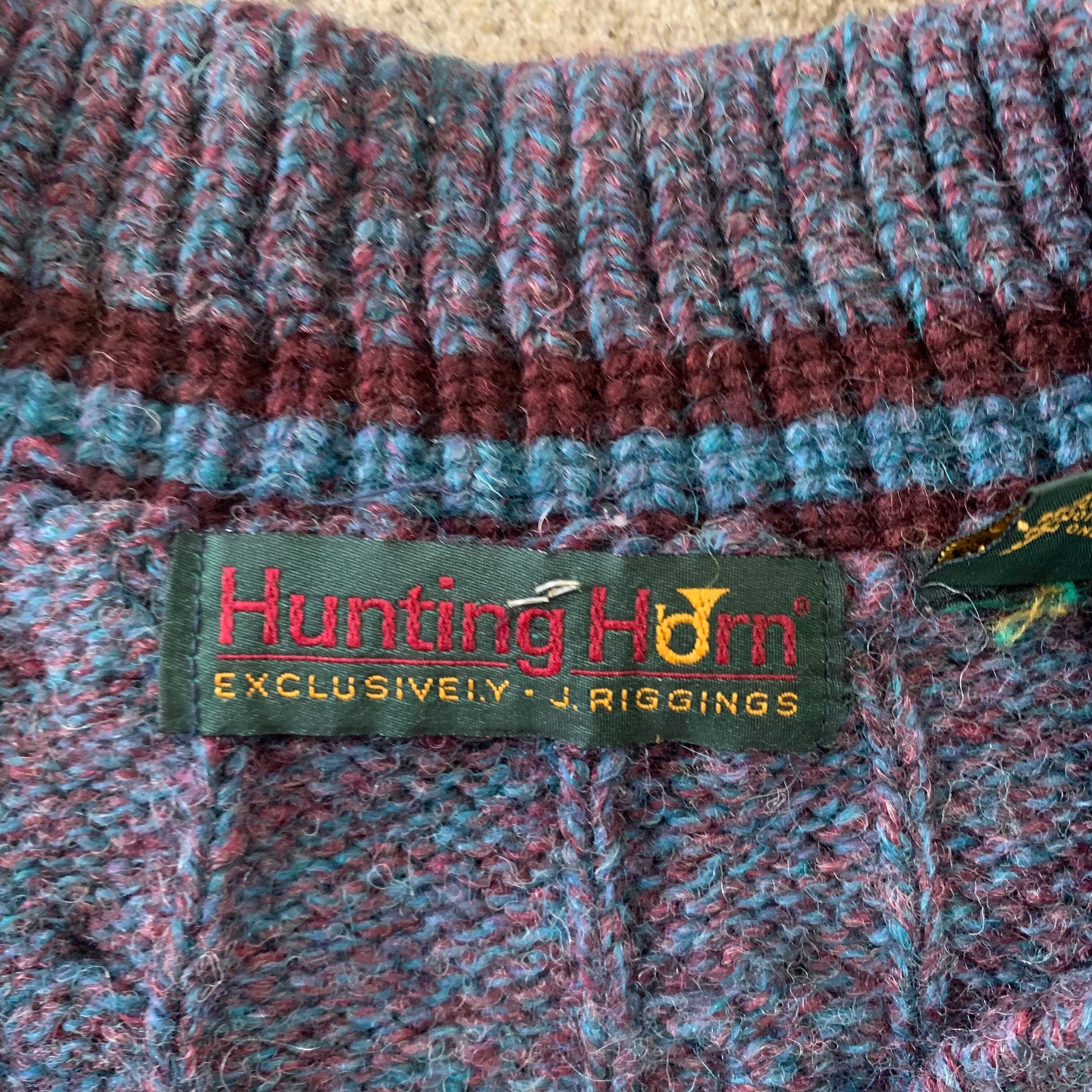 90s hunting horn Vneck knit | What