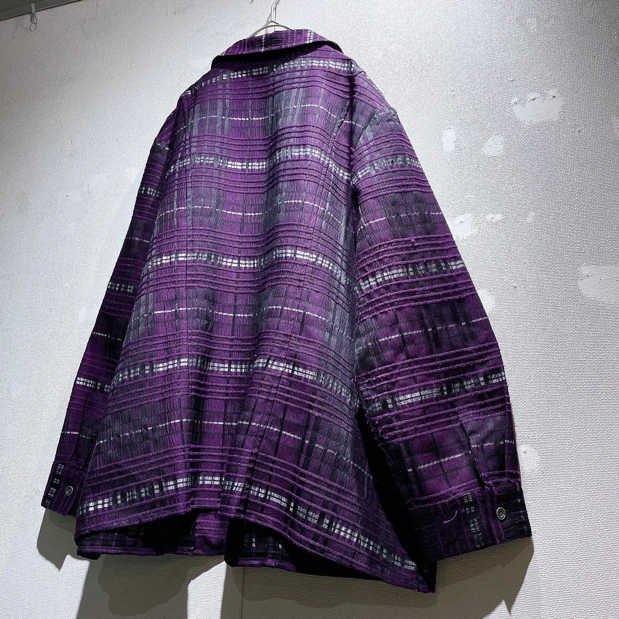 Bewitching Beautiful purple × solid embbossed Design full zip jacket