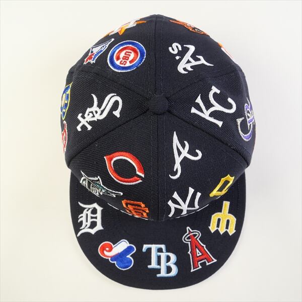 supreme cap ネイビー 7-3/8 美品 newera キャップ 紺