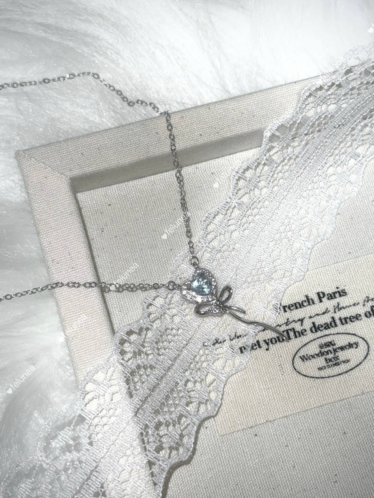 Crystal Heart Ribbon Necklace