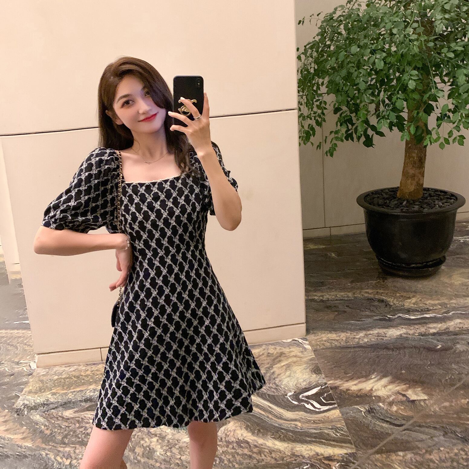 スリーブウェスト薄手Aラインスカート サマーカラースタイルドレス 夏物 スクウェア 6Du_Shop_Women4065184993