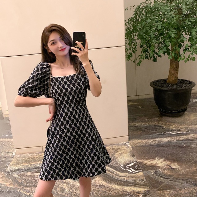 スリーブウェスト薄手Aラインスカート サマーカラースタイルドレス 夏物 スクウェア 6Du_Shop_Women4065184993