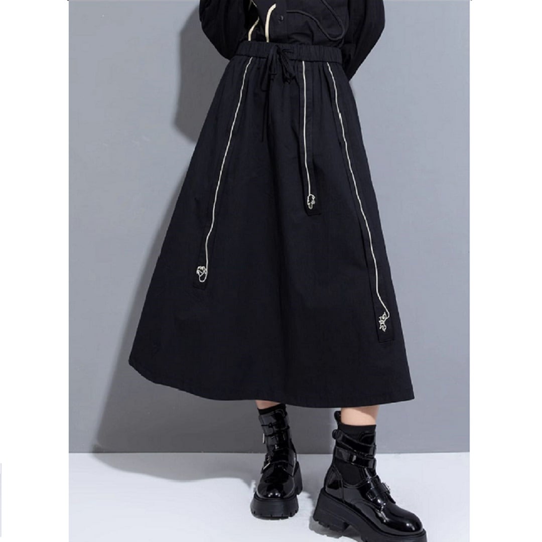 刺繍ラインミドル丈スカート SK0150